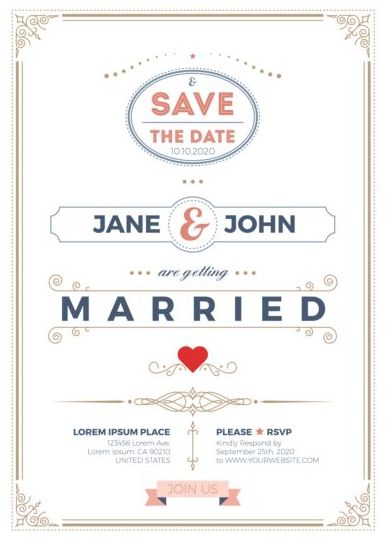 Set of wedding invitation cards template vector 11