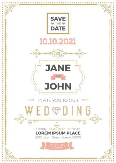 Set of wedding invitation cards template vector 12