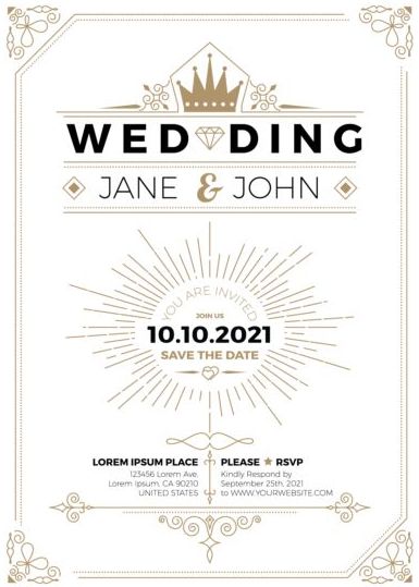 Set of wedding invitation cards template vector 16