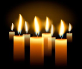 Shining candle with black background vector 01