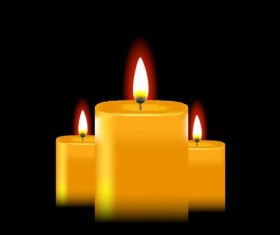 Shining candle with black background vector 02