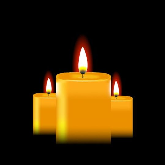 Shining candle with black background vector 02