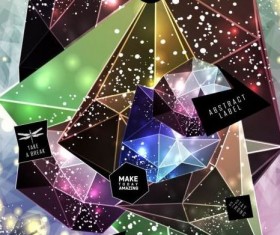 Shining diamond with polygon abstract background vector 01
