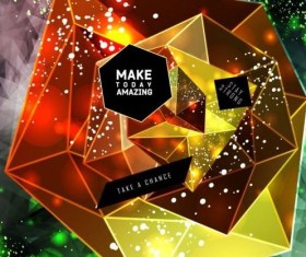 Shining diamond with polygon abstract background vector 02