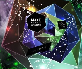 Shining diamond with polygon abstract background vector 03