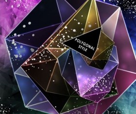 Shining diamond with polygon abstract background vector 04