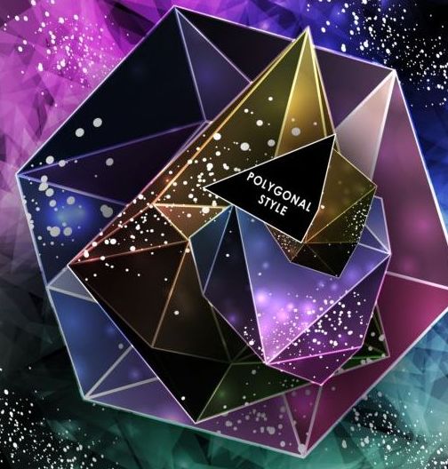 Shining diamond with polygon abstract background vector 04