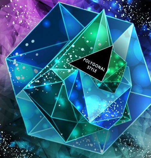 Shining diamond with polygon abstract background vector 07