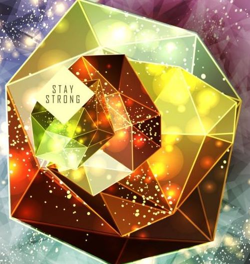 Shining diamond with polygon abstract background vector 08