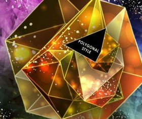 Shining diamond with polygon abstract background vector 09