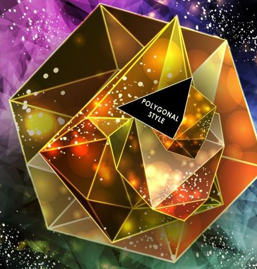 Shining diamond with polygon abstract background vector 09