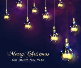 Shiny light bulb with new year and christmas vector 01