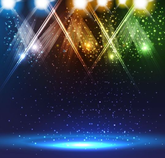 Spotlights on stage with blue background vector