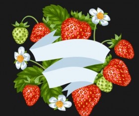 Strawberries with white ribbon vector