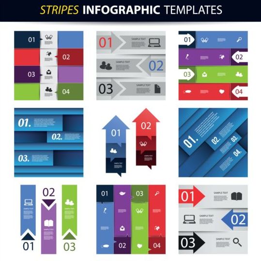 Stripes infographic template vectors 02