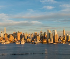 Sunset over the city skyline Stock Photo 03