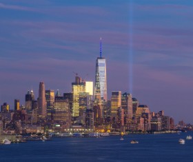 Sunset over the city skyline Stock Photo 04