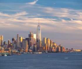 Sunset over the city skyline Stock Photo 05