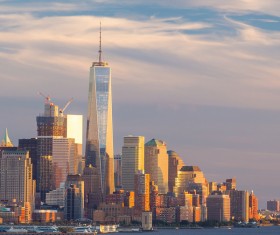 Sunset over the city skyline Stock Photo 06