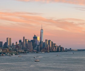 Sunset over the city skyline Stock Photo 07