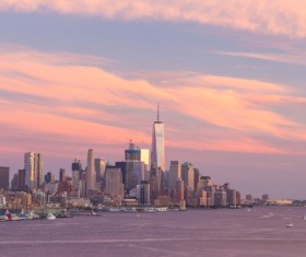 Sunset over the city skyline Stock Photo 08