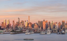 Sunset over the city skyline Stock Photo 09