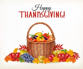 Thanksgiving background with fresh vegetables and leaves vector