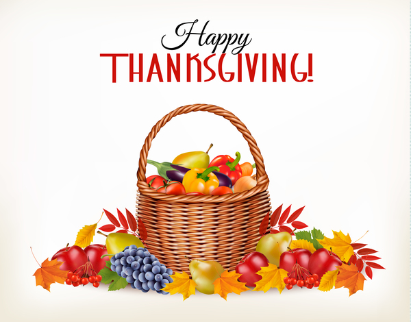 Thanksgiving background with fresh vegetables and leaves vector