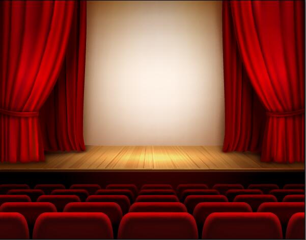 Theater hall red style design vector 02