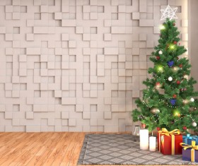 Three - dimensional wall with Christmas tree