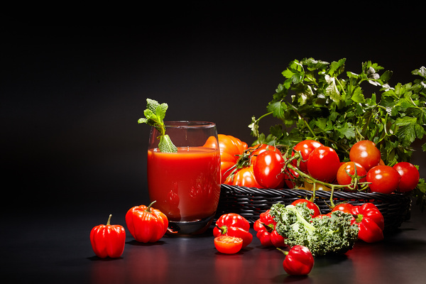 Tomato celery vegetable juice Stock Photo