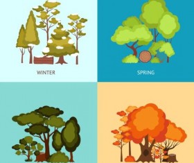 Tree with four seasons vector material 02