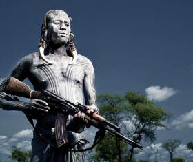Tribal tribes of the original tribal people holding AK47
