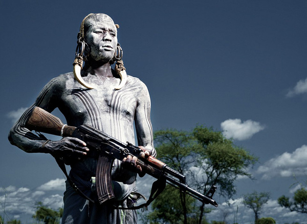 Tribal tribes of the original tribal people holding AK47