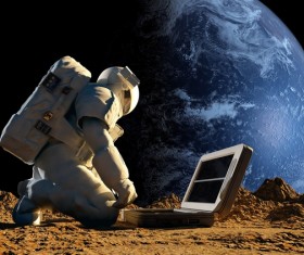 Use scientific instruments for astronauts and Earth backgrounds