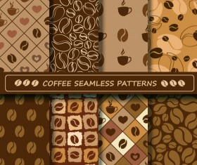 Vector coffee seamless pattern set 02