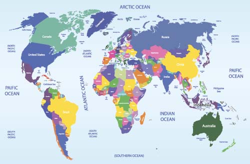 Vector colored world maps template 03 - Vector Maps free download