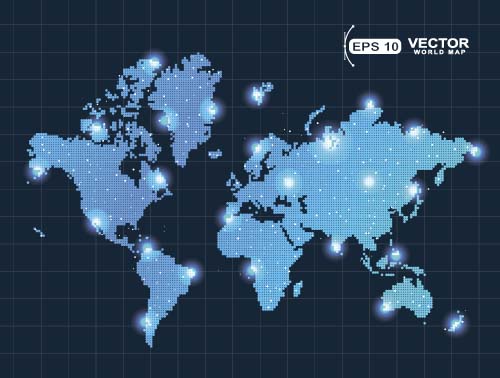 Vector world maps blue template