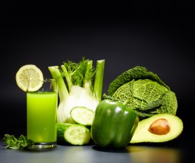 Vegetable juice on a black background Stock Photo