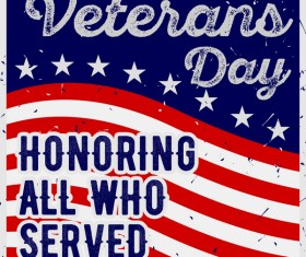 Veterans day grunge template vector 01