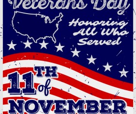 Veterans day grunge template vector 03