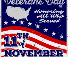 Veterans day grunge template vector 05