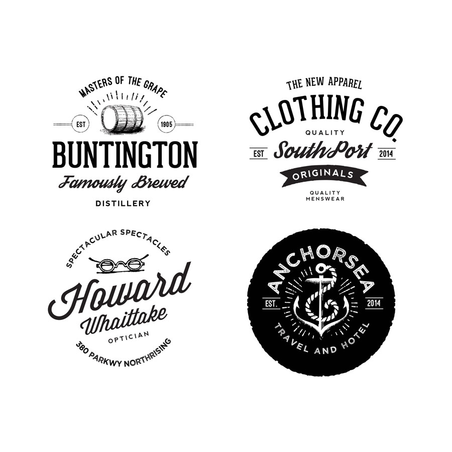 Vintage Logos with badge psd material