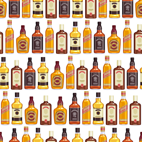 Vintage bottles seamless pattern vector 02