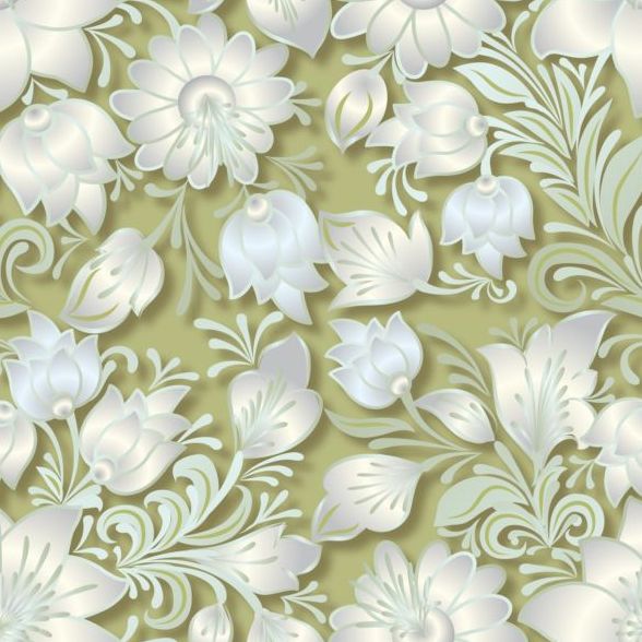 Vintage flower ornament pattern vectors set 02