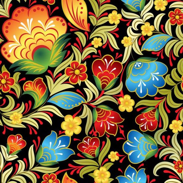 Vintage flower ornament pattern vectors set 05