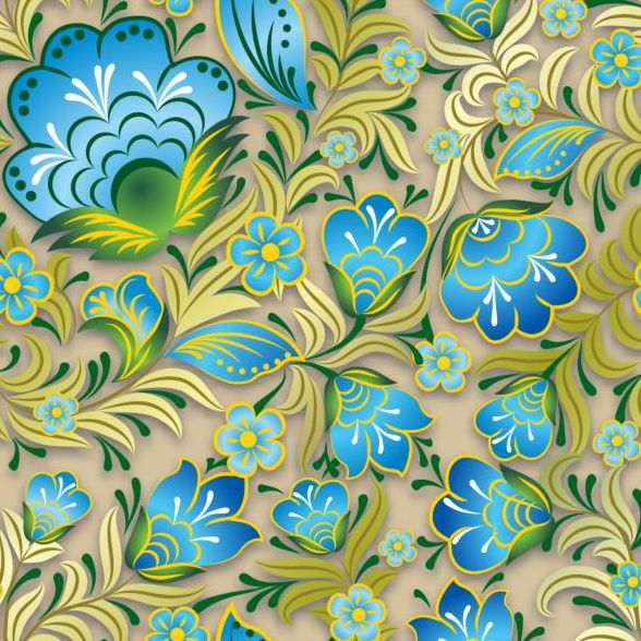 Vintage flower ornament pattern vectors set 06