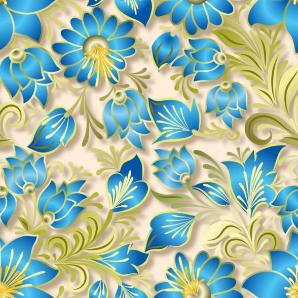 Vintage flower ornament pattern vectors set 16