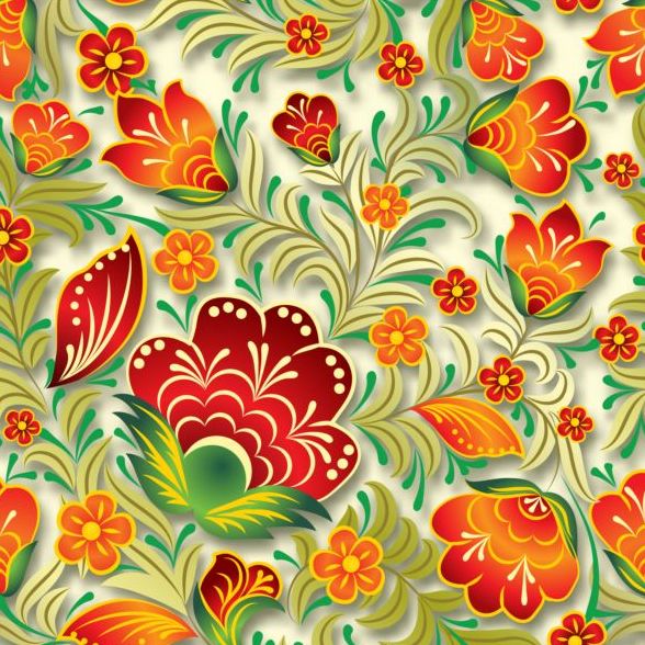Vintage flower ornament pattern vectors set 17