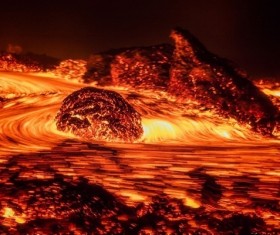 Volcanic eruption of the magma Stock Photo